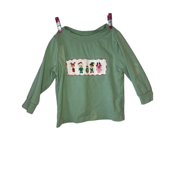 Smocked by Laya & Linc Toddler Green Long Sleeve Embroidered T-Shirt Size 2T - Picture 1 of 6